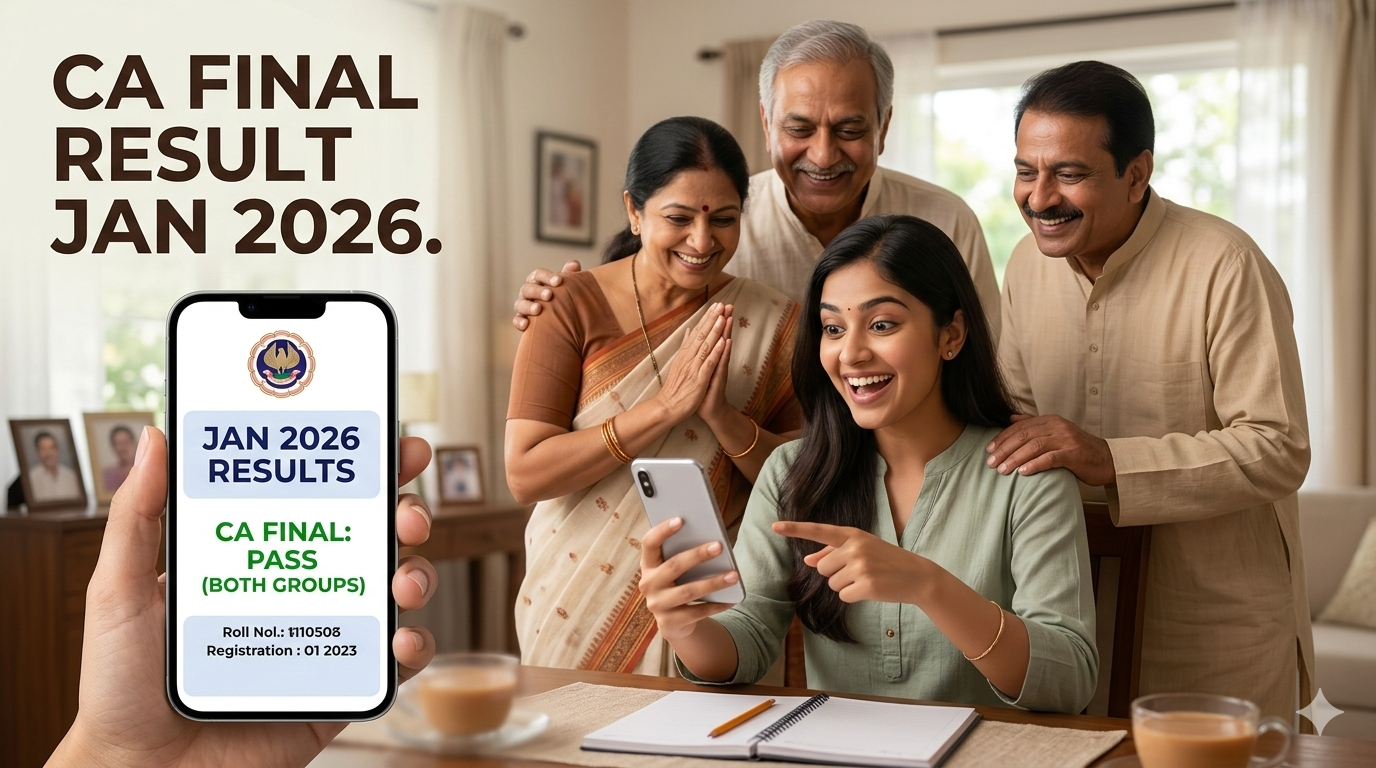 ICAI official website icai.nic.in homepage showing CA Final Result January 2026 link