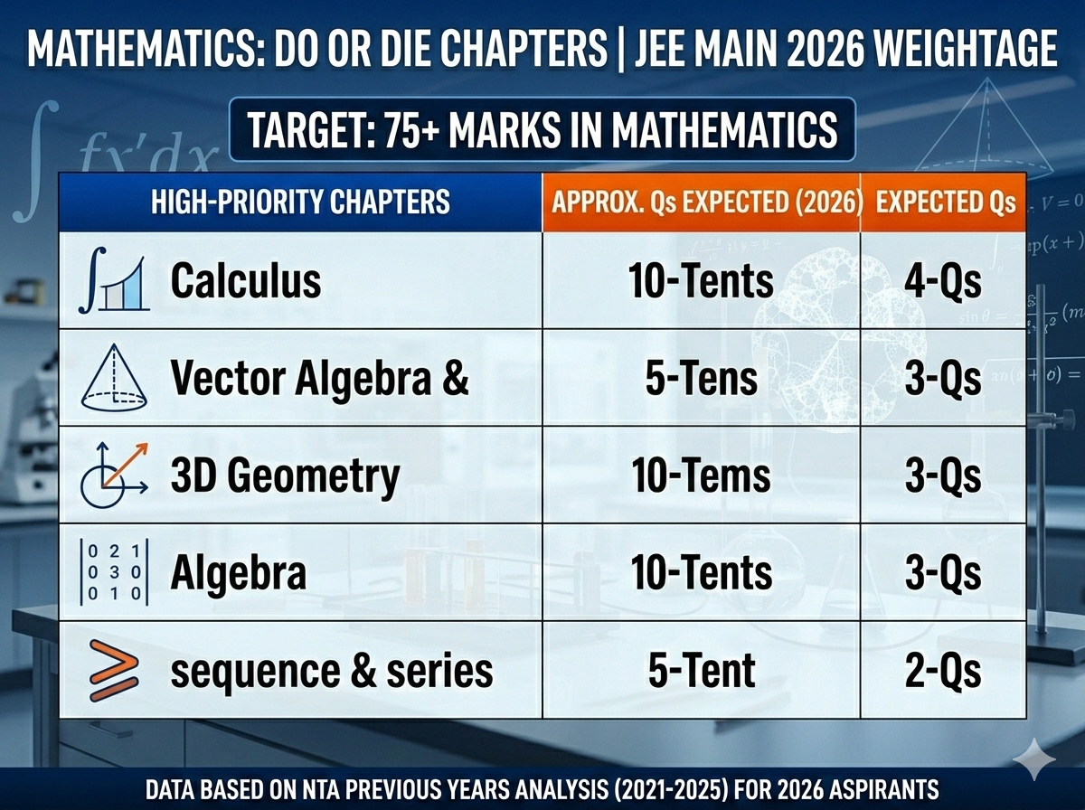 Infographic chart detailing High Priority Chemistry chapters for JEE Main 2026 and their weightage, adapted for mobile view.