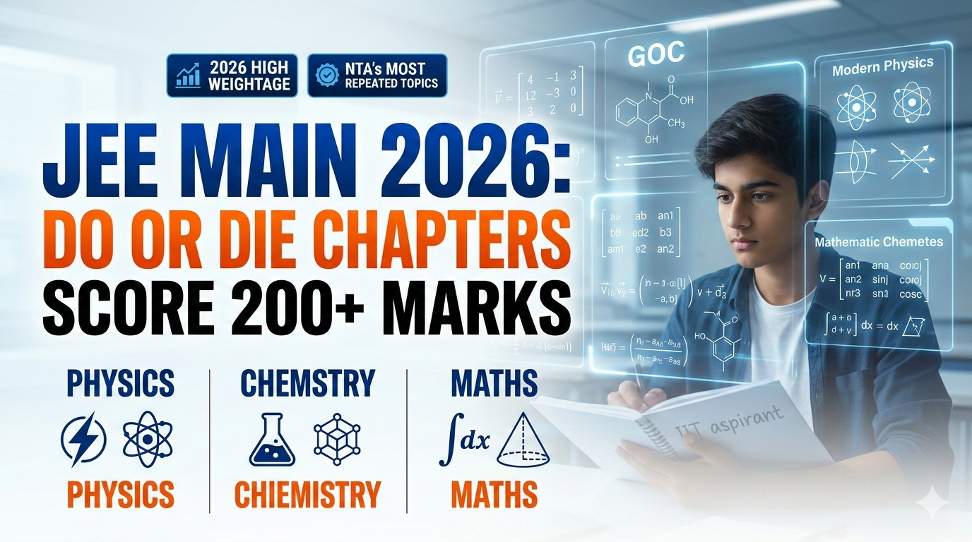 JEE Main 2026 High Weightage Chapters to score 200 plus marks, subject-wise list.