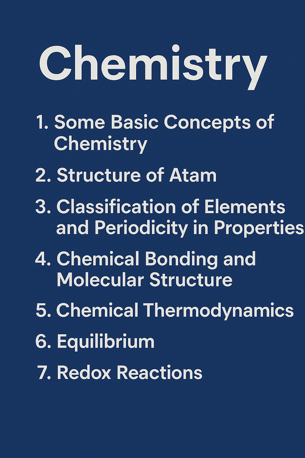 Chemistry Chapters for JEE