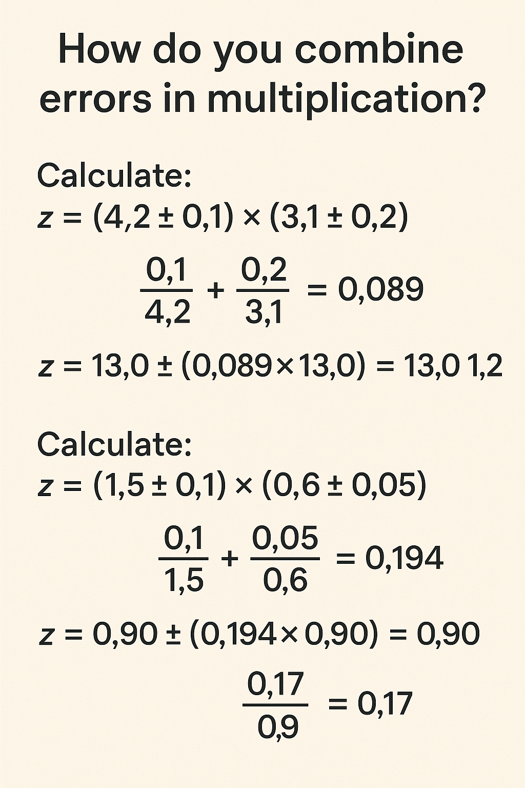 Types of errors in measurements and examples