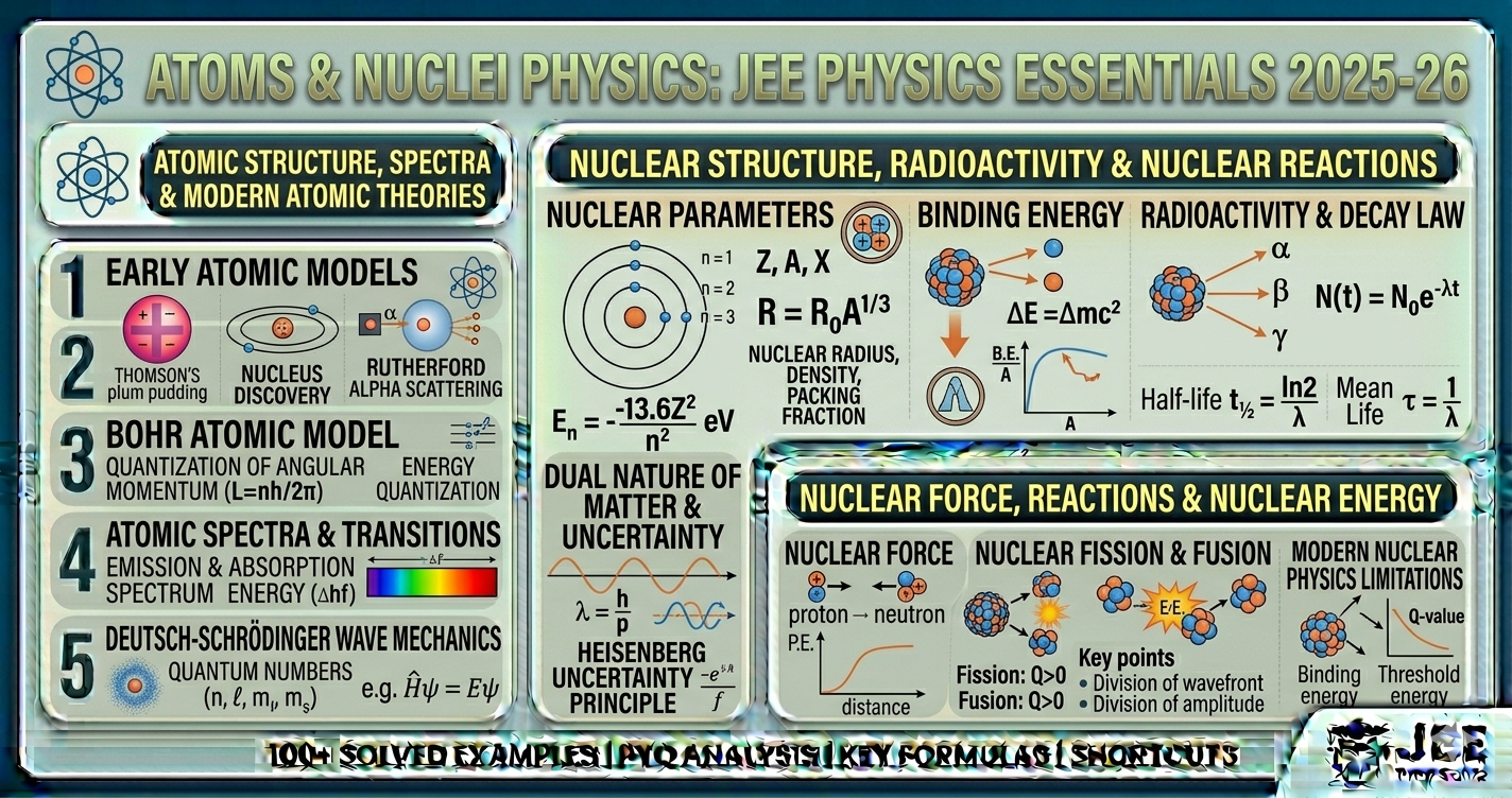 Atoms and Nuclei JEE notes, Formulas, PYQs
