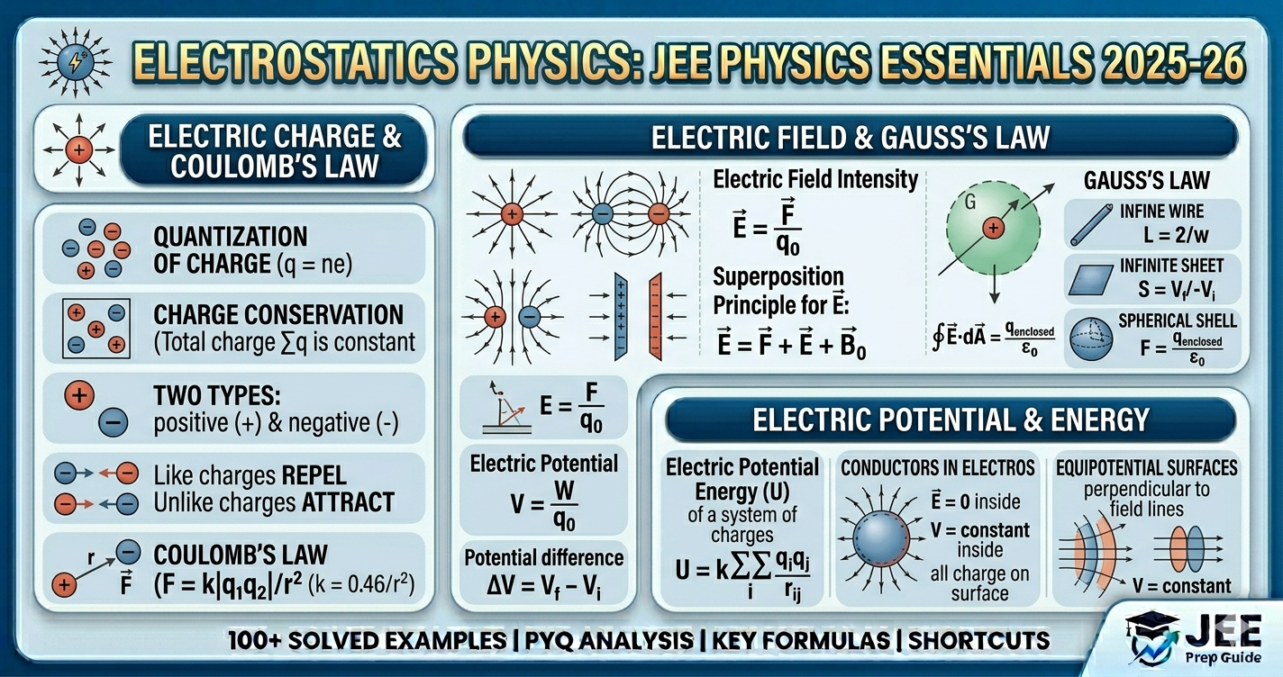 Electrostatics JEE notes, Formulas, PYQs
