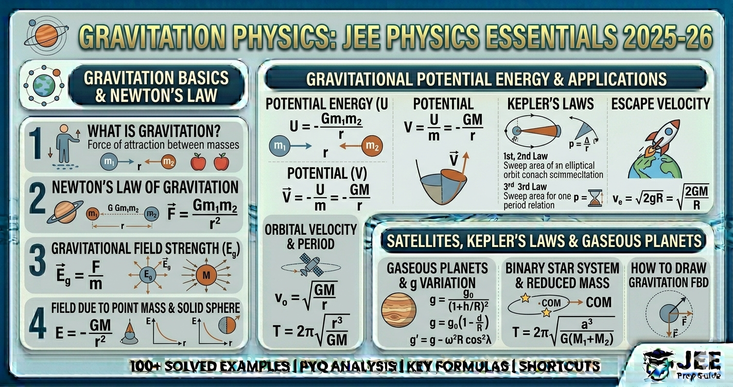 Gravitation JEE notes, Formulas, PYQs