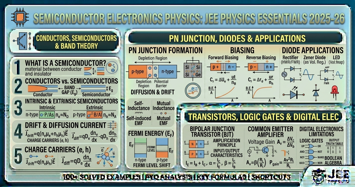 Semiconductor Electronics JEE notes, Formulas, PYQs