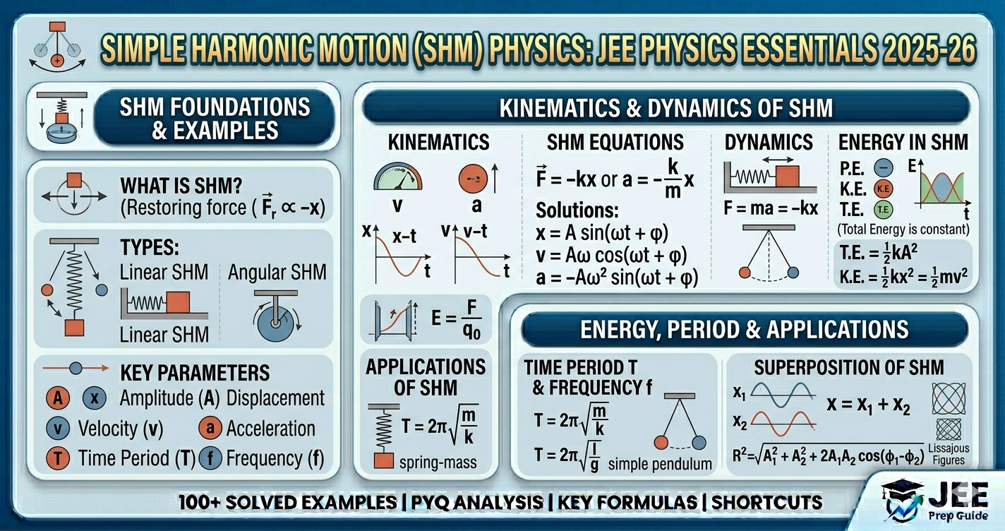Simple Harmonic Motion JEE notes, Formulas, PYQs