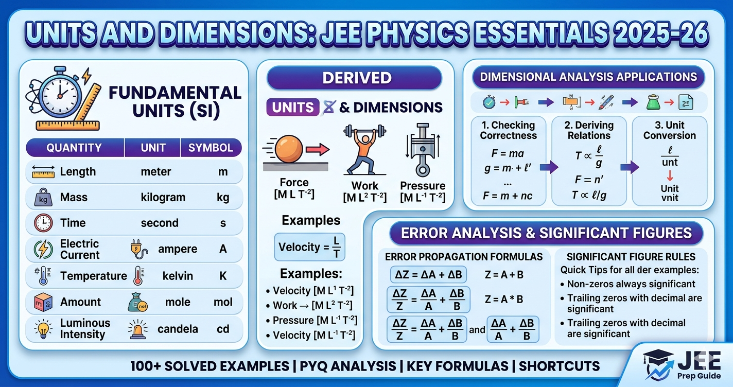 Units and Dimensions Jee notes, Formulas, PYQs 