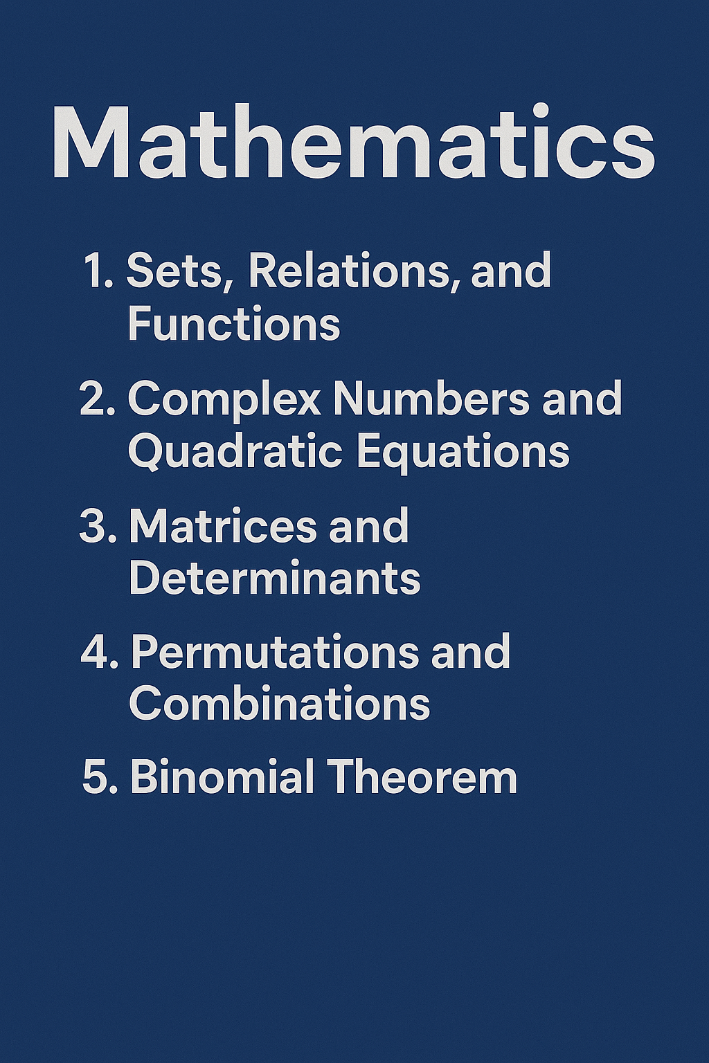 Mathematics Chapters for JEE
